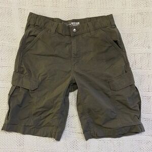 Carhartt Relaxed Fit Cargo Shorts Mens 33 Olive Green Ripstop Work Wear Cotton